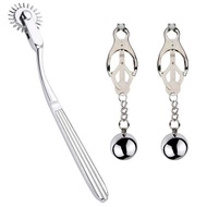 2pcs Kit Bondage พร้อมคลัตช์นมพร้อมลูกบอลโลหะ อุปกรณ์ผูกเชือกสำหรับเล่นบทบาทในห้องนอน เครื่องประดับแ