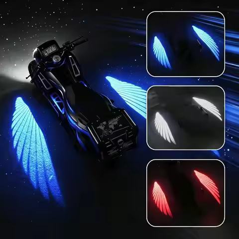 Angel Wing LED Projector Light Red Blue White Color Optional Rainproof Decor Lamp for Motorcycle Ele