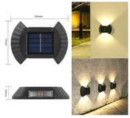 iGlobalStore - 太陽能戶外燈、太陽能LED 圍欄燈、太陽能壁燈、8 LED 燈防水戶外裝飾壁燈適用於花園車道庭院陽台（暖黃光: 4 件裝）