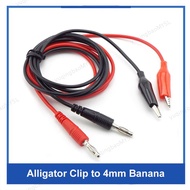 1M Electrical Test Wire Dual Head 28cm Alligator Clip to 4mm Banana Plug Connector for Test Probe Mu