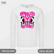 Animalized Men's Long Sleeve T-Shirt Butterfly Bold Flutter In Psychic Stripes