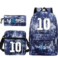 Messi Football Star Athlete Merchandise Schoolbag Three-Piece Suit Youth Outdoor Travel Backpack