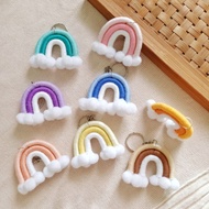 GANTUNGAN Rainbow Keychain/Macrame Rainbow Cloud/POMPOM Cloud Rainbow Keychain