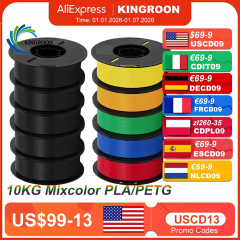 KINGROON 10KG PLA Filament PETG 3d Filament 1.75mm For 3D Printer Filament Bundle Mixed colors FDM P