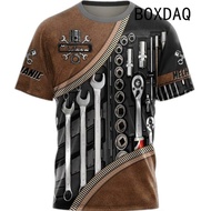 Personalized Mechanical Workwear 3D Printed Top Men's Plus Size Casual Top 5XL 6XL Men's Summer Short-Sleeved o-Neck t-Shirt 2023 New Style