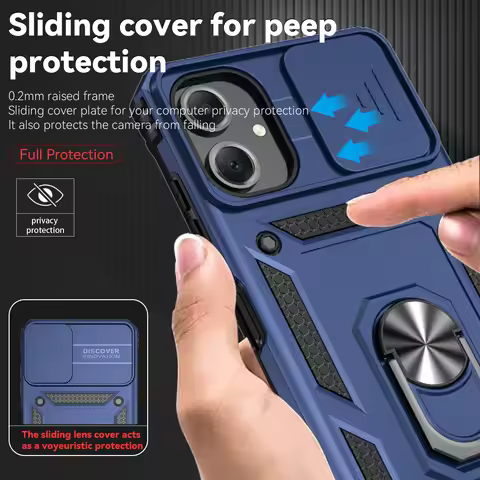 Armor Case for Samsung Galaxy A06 Slide Camera Car Magnetic Ring Holder Silicone Hard Phone Cover Sa