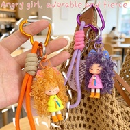 Grunge Punk Cool Fried Hair Milk Fu Girl Plush Keychain - Soft Fluffy Doll Bag Pendant - Ins Trendy 