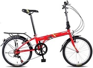 Fashionable Simplicity Adults Folding Bikes 20 7 Speed Lightweight Portable Foldable Bicycle High-carbon Steel Urban Commuter Bicycle with Rear Carry Rack Black Colour:Red " (Color : Red)