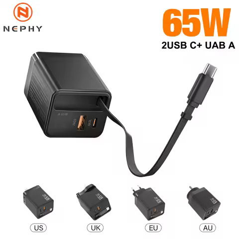 65W GaN USB C Wall Charger PD Fast Charging 3 Ports Quick Mobile Phone Adapter For iPhone 15 16 17 S
