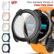 Glass+Case for Garmin Fenix 8 51mm 47mm 43mm Tempered Glass Screen Protector Silicone Protective Bum