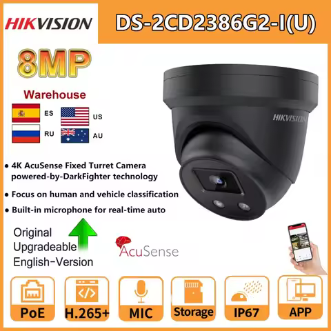 HIKVISION 8MP IP Camera DS-2CD2386G2-IU 4K AcuSense Turret PoE Human Vehicle Classification Built-In