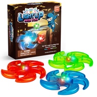 PICK A TOY Light Up Ninja Flyers Set, 3 LED Electronic Stars, Heavy Duty Rubber Throwing Discs, Fun 