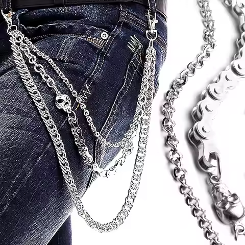 Pants Chain for Men Women, Biker Chain Wallet Long Cool EMO Punk Trousers Pocket Belt Key Chains for