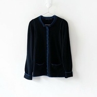 Marc By Marc Jacobs 高質感針織羊毛外套 黑色藍邊 100%喀什米爾 圓形排扣 前口袋【壽司羊羊】二手衣
