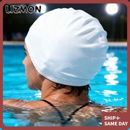 LIZMON Swimming Pool Cap, Stretchy Design White Color Swim Silicone Hat, Protective Gear One Piece S