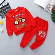 sweater anak laki laki/perempuan motif sepeda 1-6tahun - merah 2