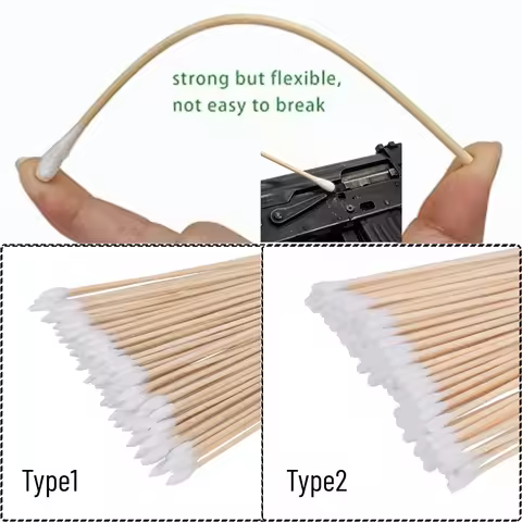 100/200pcs 6 Inch Long Tactical Cleaning Cotton Swabs Cleaning Kit Mat For AR15 M4A1 AK74 AK47 Remin
