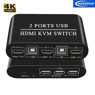 KVM สวิตช์ HDMI 2 IN 1 OUT 4K 2พอร์ตสวิตช์ KVM สำหรับ HDMI USB พร้อม3 USB 2.0พอร์ตสำหรับคอมพิวเตอร์2