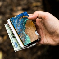 Resin burl wood card holder mimiti wallet (card holder, card wallet, RFID Guard)