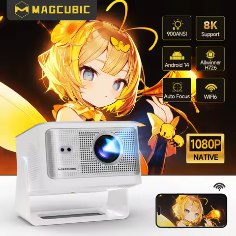 Magcubic Auto Focus Android 14 4K Projector 900ANSI 8K Native 1080P HY350 Max With Wifi6 BT5.4 Allwi