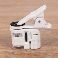 1 PC 60X Mobile Phone Macro Microscope Lens ZOOM Micro Camera Clip LED Light