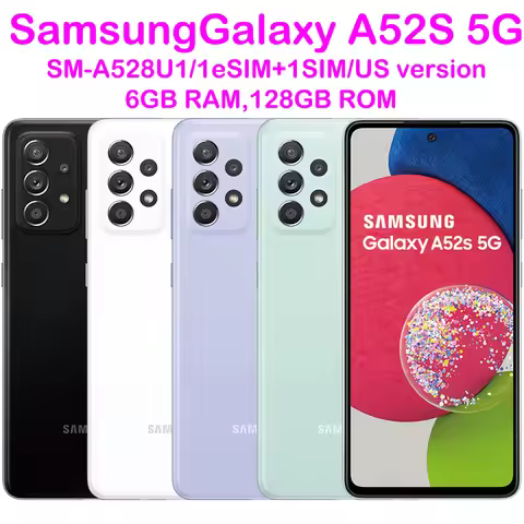 Refurbished Samsung Galaxy A52S 5G Android Smartphone A528U1 6.5-inch 64MP NFC 4500mAh 25W Used Sams