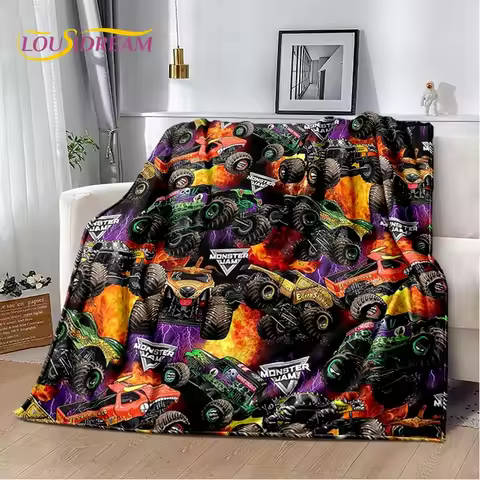 Monster Truck 3D Monster Jam Cartoon Soft Blankets,Keep Warm Throw Blanket Comfortable Blanket for P