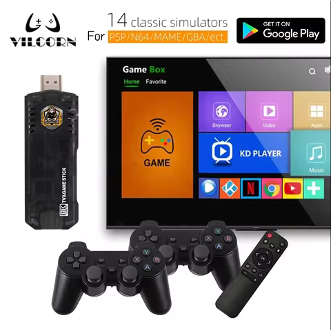 VILCORN TG8 TV Game Stick 4K HDR Wifi Fire TV Stick Retro Game Console for PS1/PSP/N64/GBA Emulator 