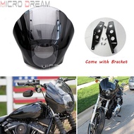 Motorcycle Quarter Headlight Fairing Clear Windscreen w Bracket Kit For Harley FXR Sportster 1200 Iron 883 XL883N 1988-2016