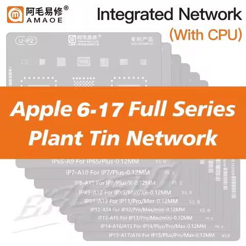 AMAOE BGA Reballing Stencil Kit 0.12mm For iPhone 17 16 15 14 13 12 11 Pro XS Max XR X 8P 8 7P 7 6s 