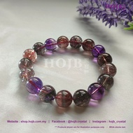 HOJB Top Grade Brazilian Super Seven Crystal 6AA Beads Bracelet 12mm 聚寶軒顶级巴西超七水晶6AA圆珠手串12mm