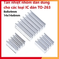 Aluminum heatsink for IC stickers TO-263, 14x14x6mm, 8x8x4mm, glue just sticks TO IC (Raspberry pi h