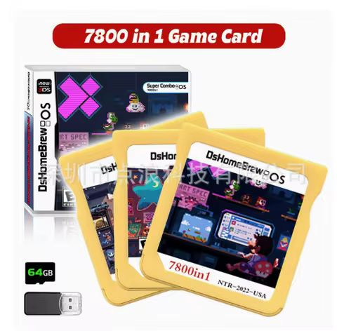 NDS 7800 IN1 Game Collection R4 3DS Flash Card with Zelda Theme - Handheld Gaming Card for NDS Pixel
