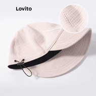 (Trendy) Lovito Casual Hat Plain Sunshade Sun Protection Waffle Hat for Women LFA13243