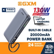 GXM 130W Power Bank Type-C Cable Laptop Phone Tablet Fast Charge Portable Charger 100W 65W Powerbank
