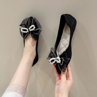 35-42 size flat bottomed single shoe butterfly knot anti slip women's shoes