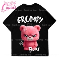 Cupids Grumpy Pink Bear Unisex Tee | Oversized Cute Angry Bear Streetwear T-Shirt