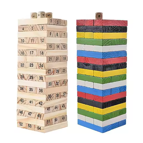 Solid Wood Puzzle Stacked High Stack Tower Drawing Block Children'S Parent-Child Interactive Board G