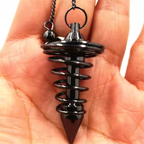 Copper metal Charms pendulums for dowsing reiki pendulum pendant Natural Stone Amulet Healing Pyrami