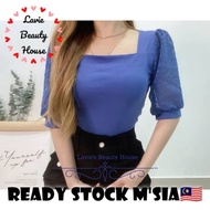 【Ready Stock M'sia】Lavie Versatile Top Square collar with Chiffon Sleeves Women's Blouse [Posh Code]