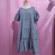 Dress polka vintage 90's plaid dress offshoulder