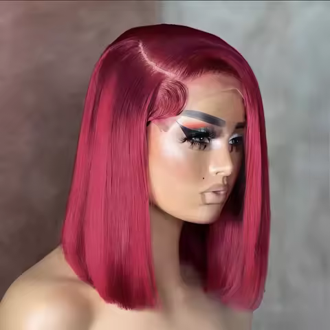 99J Burgundy Colour Bob Wig 13x4 Lace Frontal Bob Wigs Straight Short Wine Red Wig 100% Brazilian Hu
