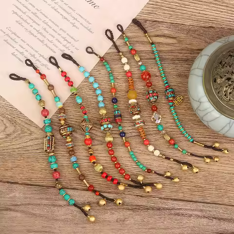Nature Stones Nepal Ancient Copper Bone Bracelet Ethnic Tibetan Style Creative Bell Hand Rope Coco B