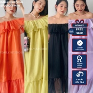 Beautiful Off-the-Shoulder Dress (with real photos) Lady's off-the-shoulder dress, two-layer long la