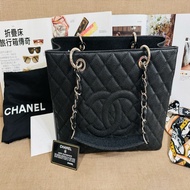 ✨售二手真品 Chanel  Gst 黑銀荔枝豆腐包