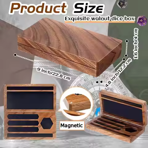 Walnut Dice Box 4.8X9 Inch Wooden Dice Tray for Dungeons & Dragons Tabletop Role Playing Games Birth