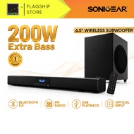 SonicGear BT6500 TV Bluetooth FM Radio Soundbar Strong Bass with Wireless Subwoofer 200W