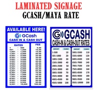 GCASH RATES SIGNAGE LAMINATED 8X11 SIZE 125 mic