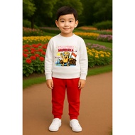 MERAH Boys' Suit Tung Tung Sahur Sweater and Jogger Indonesian Independence Day 80 Suit 17 August Re