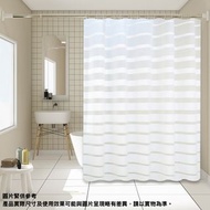 浴室浴簾 | 加厚衛生間淋浴簾 | 掛簾 - 150*180cm 不鏽鋼扣 - 橫紋圖案#58392